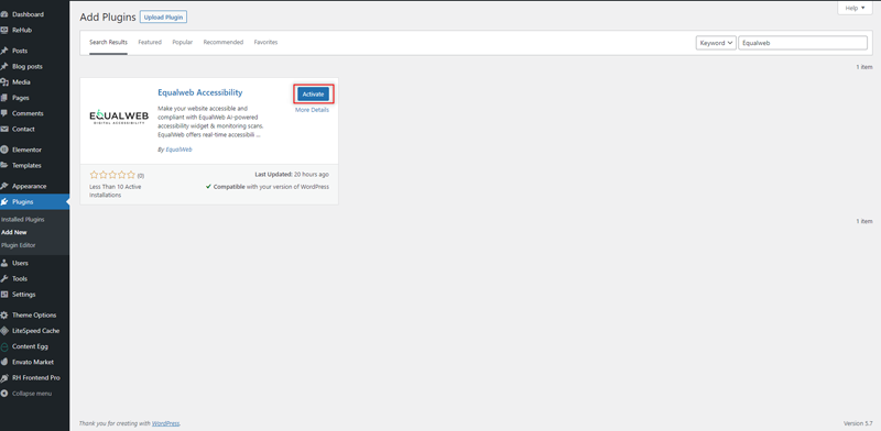 Install Equalweb Plugin screenshot